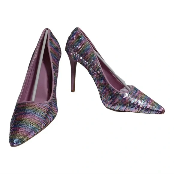 PINK and blue sequin closed toe pumps by Shoe Republic LA various sizes - Picture 8 of 12